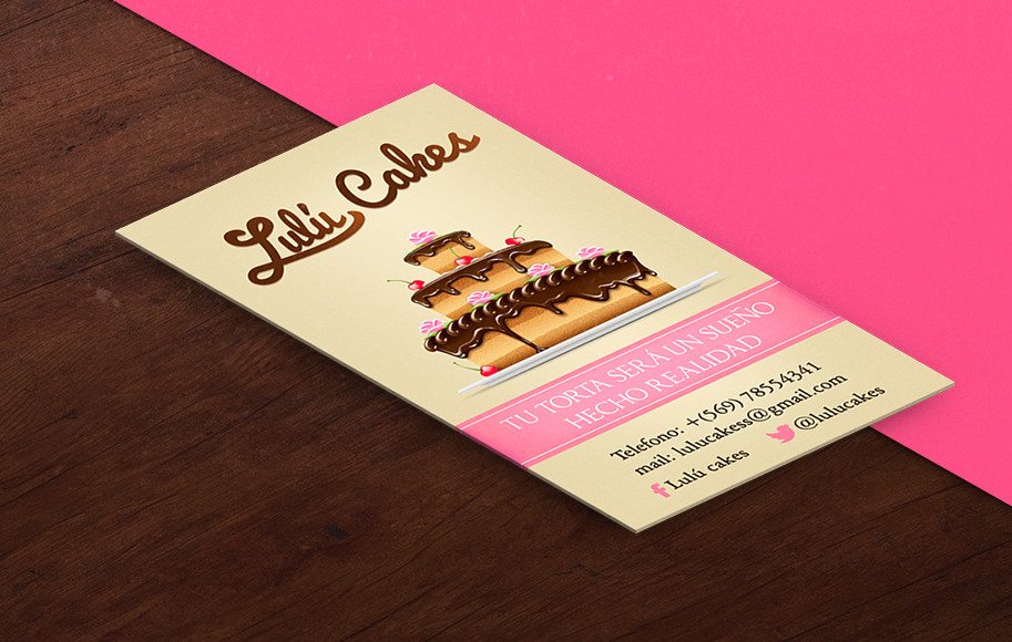 Diseño de tarjetas de presentación pastelería Lulú Cakes