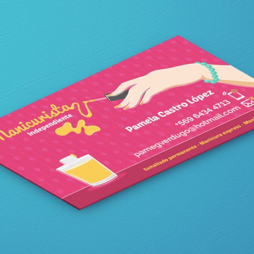 Diseño de tarjetas de presentación femeninas Manicurista uñas