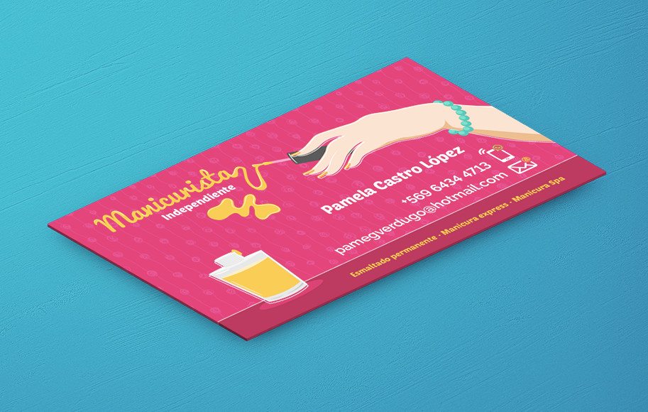 Diseño de tarjetas de presentación femeninas Manicurista uñas