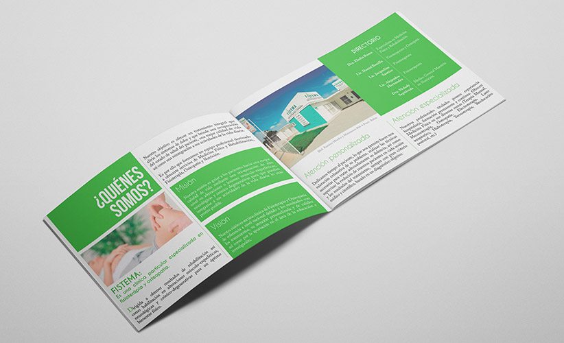 Diseño de folleto, brochure, catalogo Clínica Fistema